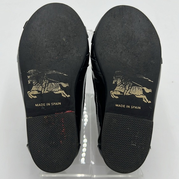 BURBERRY GIRLS PATENT LEATHER NOVA CHECK BLACK BALLERINA FLAT SZ 5C - Picture 10 of 15